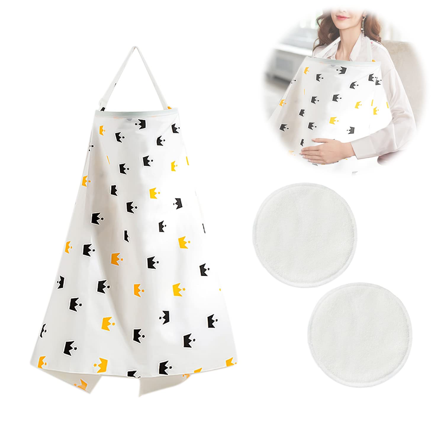 Housse d'allaitement bébé tablier 100% coton respirant bretelles réglables protection confidentialité avec coussinets lavables