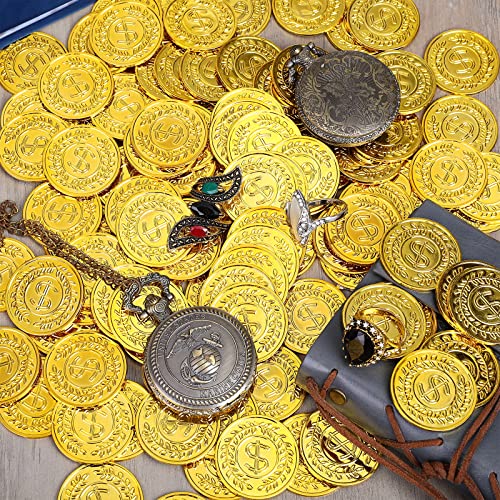 100 Pcs Plastic Gold Coins Fake Gold Coins Pirate Treasure Coins Gold Play Coins Game Party Favors Teachers Classroom Reward - Image 4