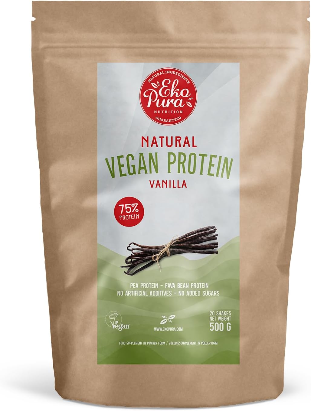 Natural Vegan Protein – Vanilla - 500g | 75% Protein | Free from Allergens, Lactose, GMOs, and Soy | Plant-Based Protein | Perfect for Your Smoothies, Cooking, and Baking