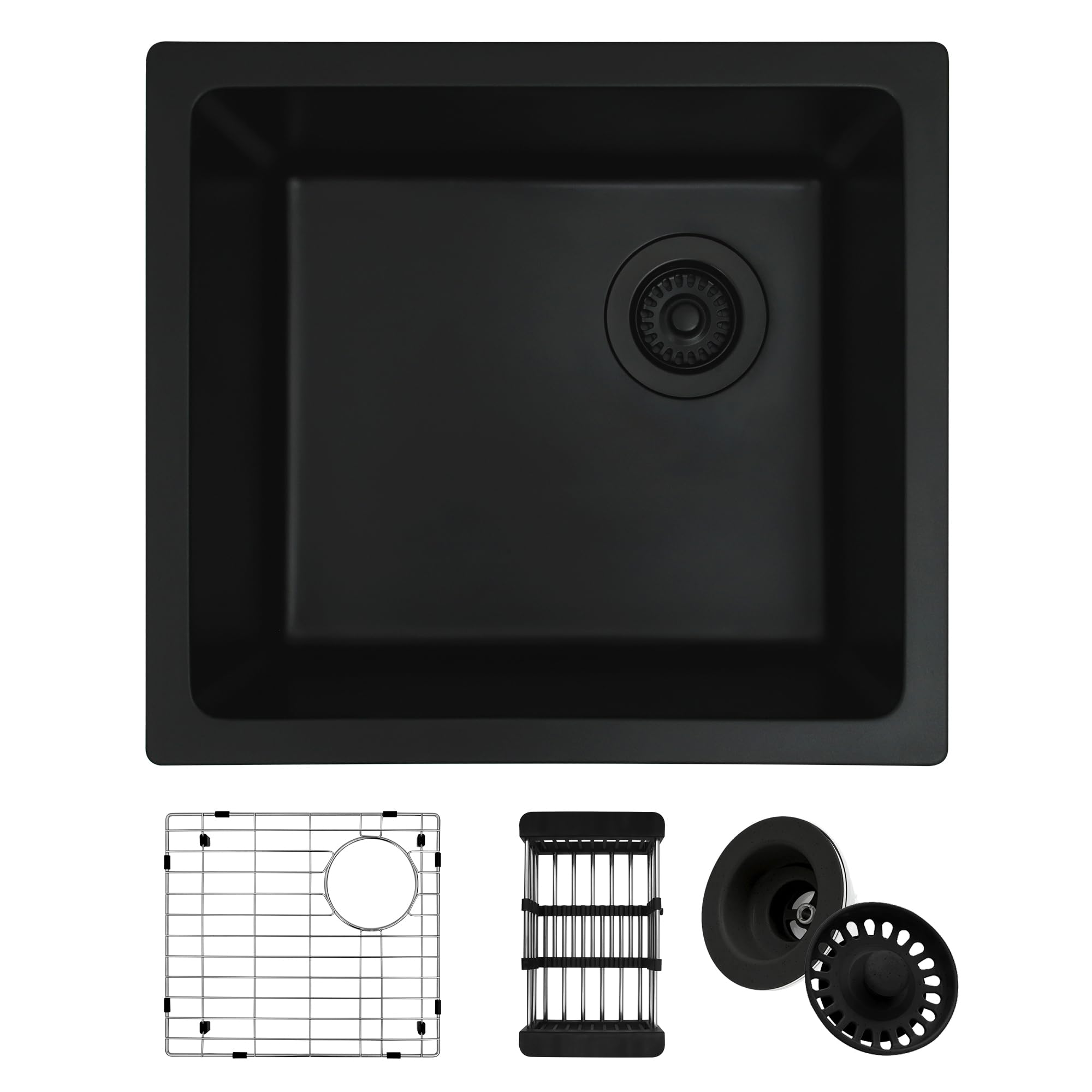 Bar Sink,Bar Sink Undermount, 19"x17" Black Bar Sink, Undermount Kitchen Sink With Accessories, Granite Kitchen Sink, Matte Black Sink Kitchen