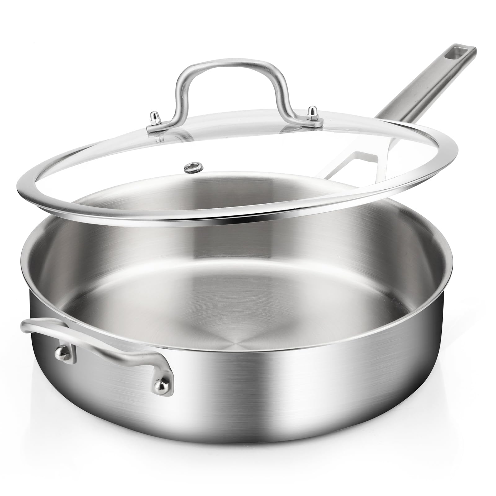 Yeksum 3-Quart 10-Inch 3-Ply Stainless Steel Saute Pan