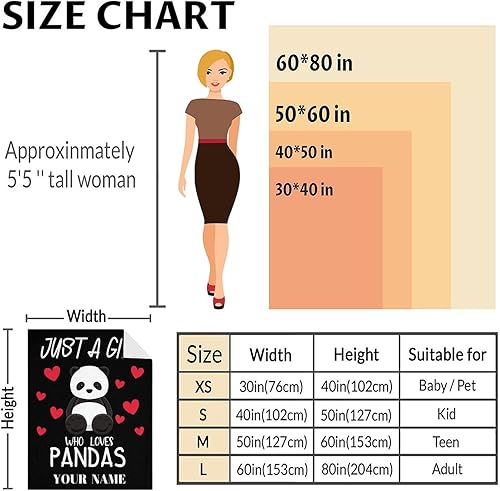 Miniatura 9 de Manta de panda personalizada con nombre, 30 x 40 pulgadas, bonita manta para niños, mantas de felpa suave colorida para sofá, oficina