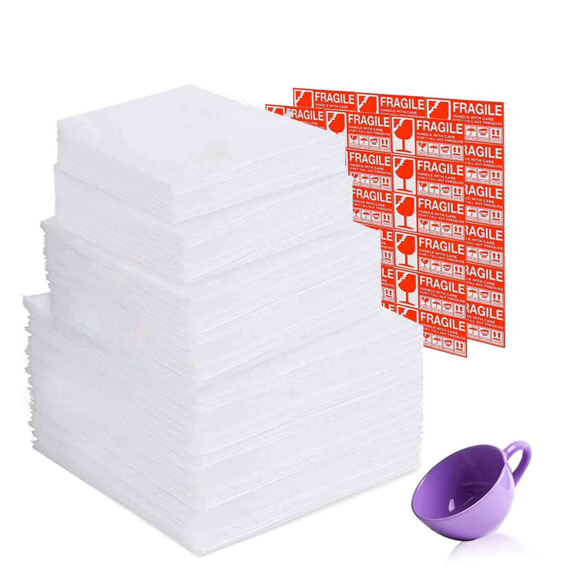 Feixipin Trading 150Pcs Moving Supplies,Foam Pouches to 3 Size (8x8 Inch,7.5 Inchx12inch,15x15 Inch),Use Packing Supplies Cup, Glasses, China, and