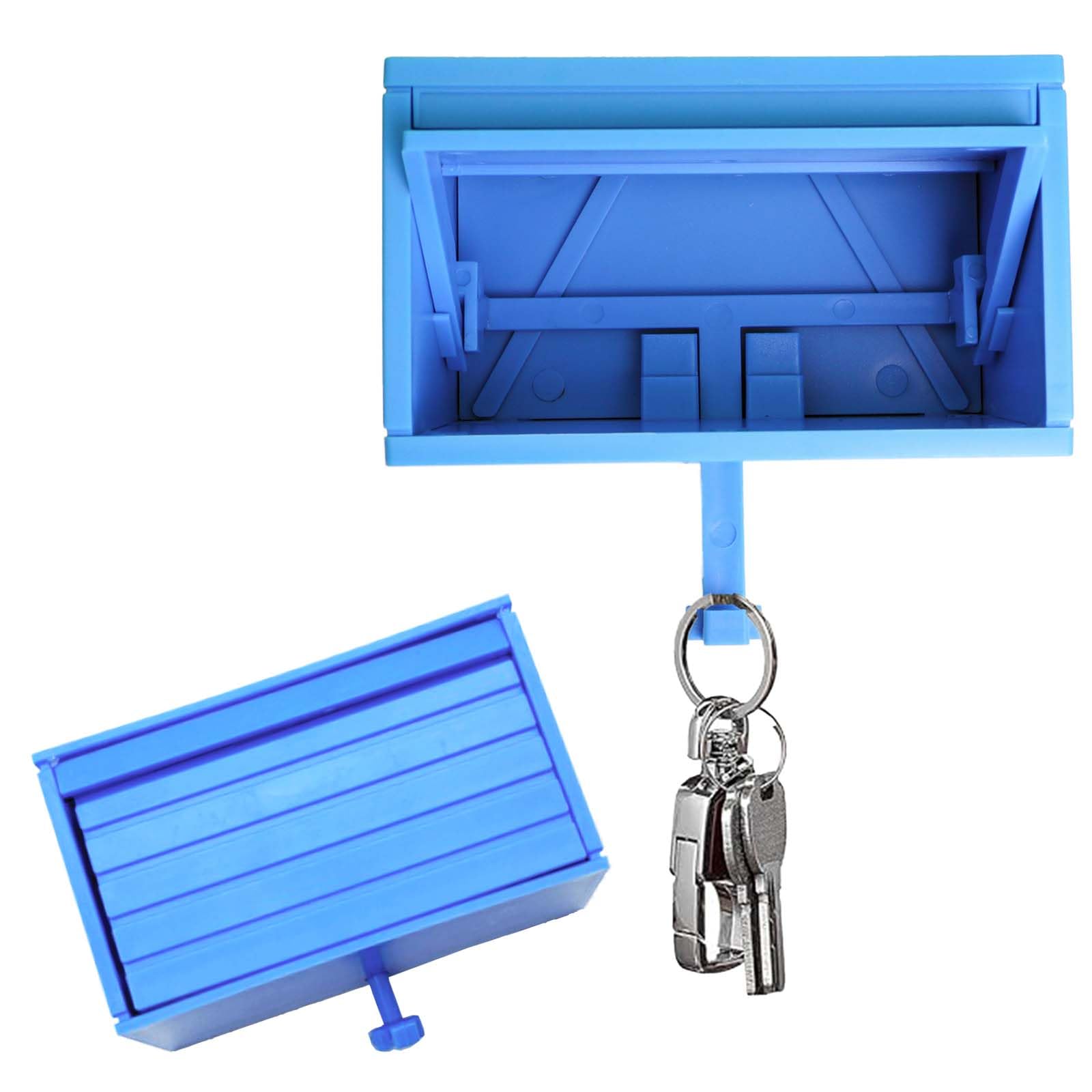 Porte-Clés Mural Garage Bleu – Porte Qui S’Ouvre, Design Interactif Pour Rangement Clés Voiture - 9