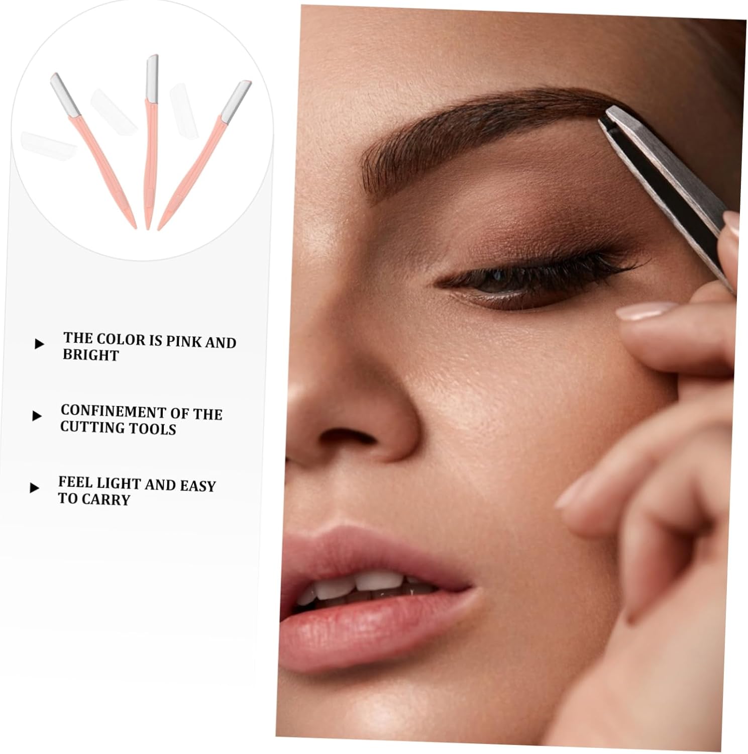 minkissy 9pcs Eyebrow Razors Handle Pink Facial Hair Remover for Precision Eyebrow Shaping and Trimming Portable and Lightweight Grooming Tool for Daily Use