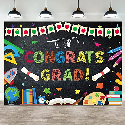Hilioens 7×5ft Kindergarten Graduation Backdrop for Kids Class of 2024 Preschool Congratulation Graduate Congrat Background Pre-k Grad Prom Party 2024 Graduation Party Decorations Banner Props
