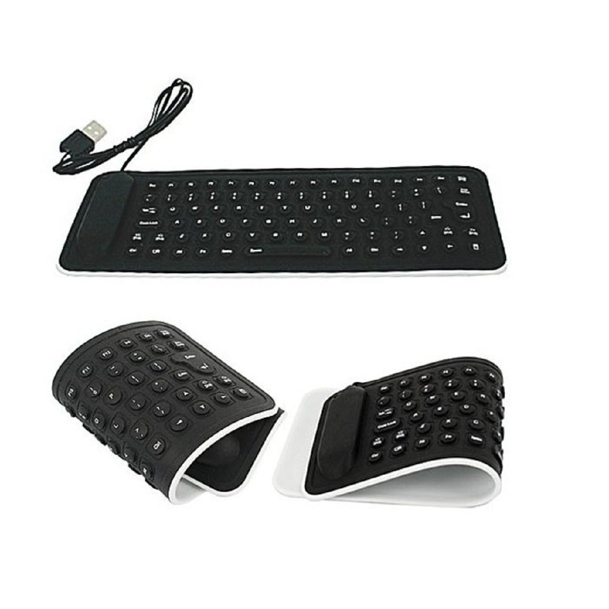 Portable USB Mini Flexible Silicone PC Keyboard Foldable for Laptop Notebook Black, Compatibility for Laptop Notebook, Desktop Computers