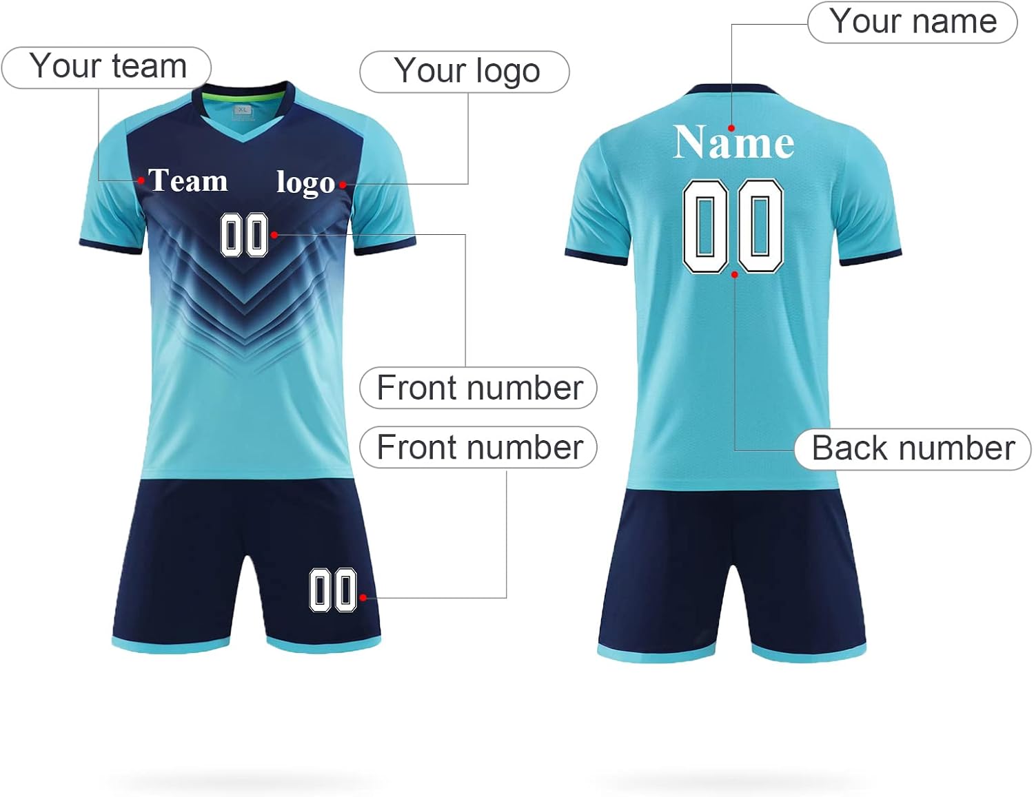 Custom Soccer Jersey for Mens Womens Adults Kids Soccer Short and Shirt with Name Number Team Logo … - Image 2