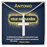 Regalo para Celebrar el cumpleaños de tu Hijo - Nieto - Sobrino- ahijado - hermanoCollar con Cruz y tarjeta personalizada. Caja Estándar de Regalo
