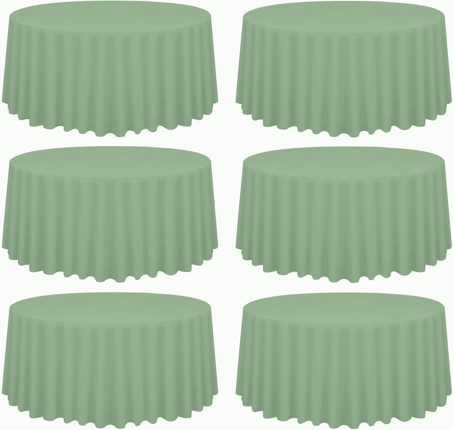 ACSUIT 6 Pack Sage Green Tablecloth Plastic Round Sage Table Cloth 84 inch