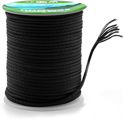 9KM DWLIFE Cable trenzado 100% UHMWPE, 0.039 pulgadas, color negro, 100 pies, 350 libras, cuerda hueca para hamaca, cometa, pesca, escalada,
