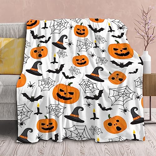 Manta de Halloween con diseño de calabaza para niños, 76 x 101 cm...
