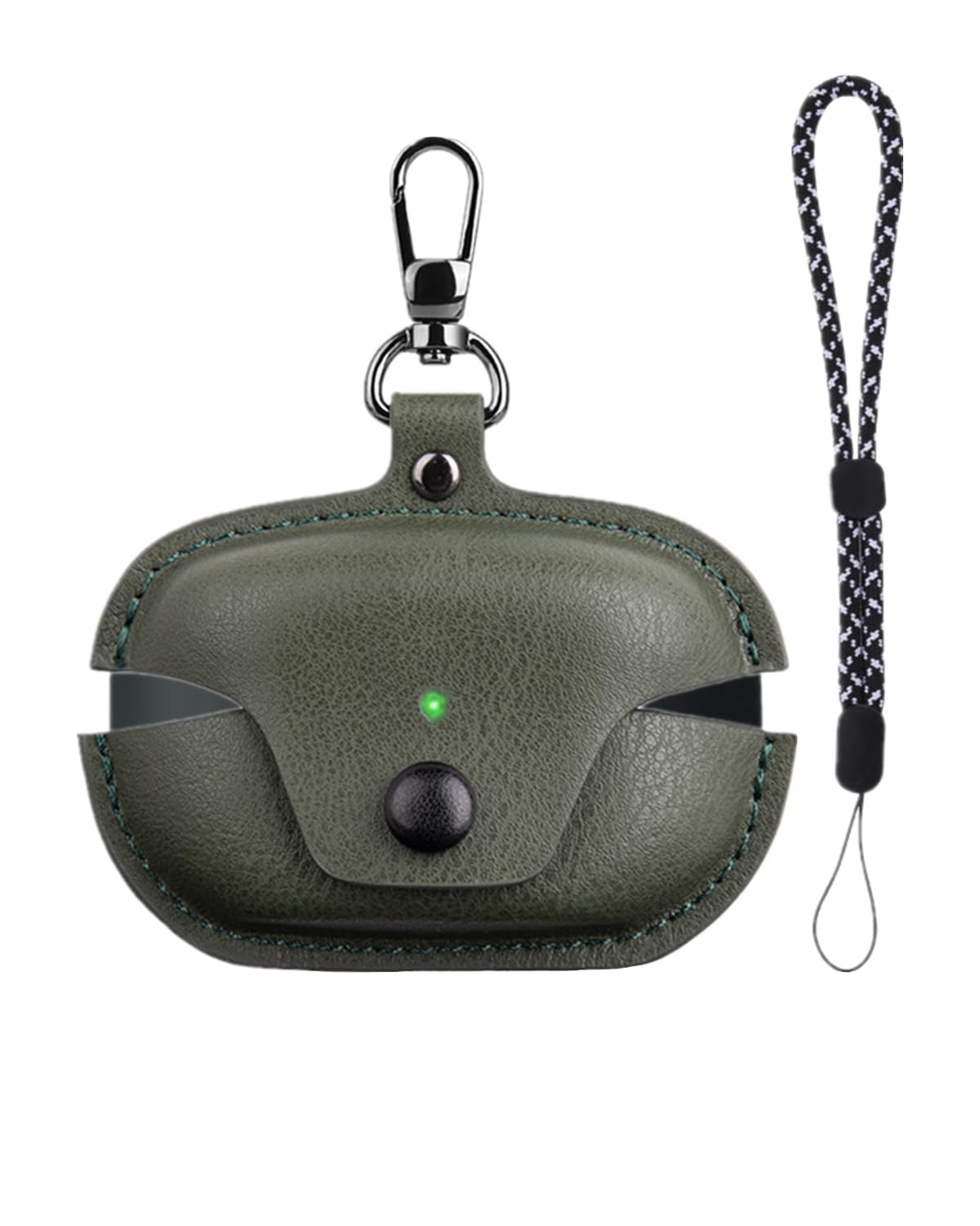 Compatible with Sony WF-1000XM5 Case Cover with Keychain Hook Lanyard,Vintage Leather Case Designed for Sony Earbuds WF1000XM5 Case Cover (2023) for Women Men (Green)