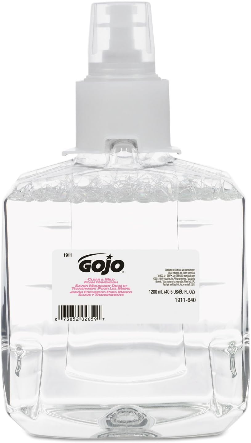 GOJO 191102CT Foam Handwash LTX Refill, 1200ml, 2/CT,Clear/Mild