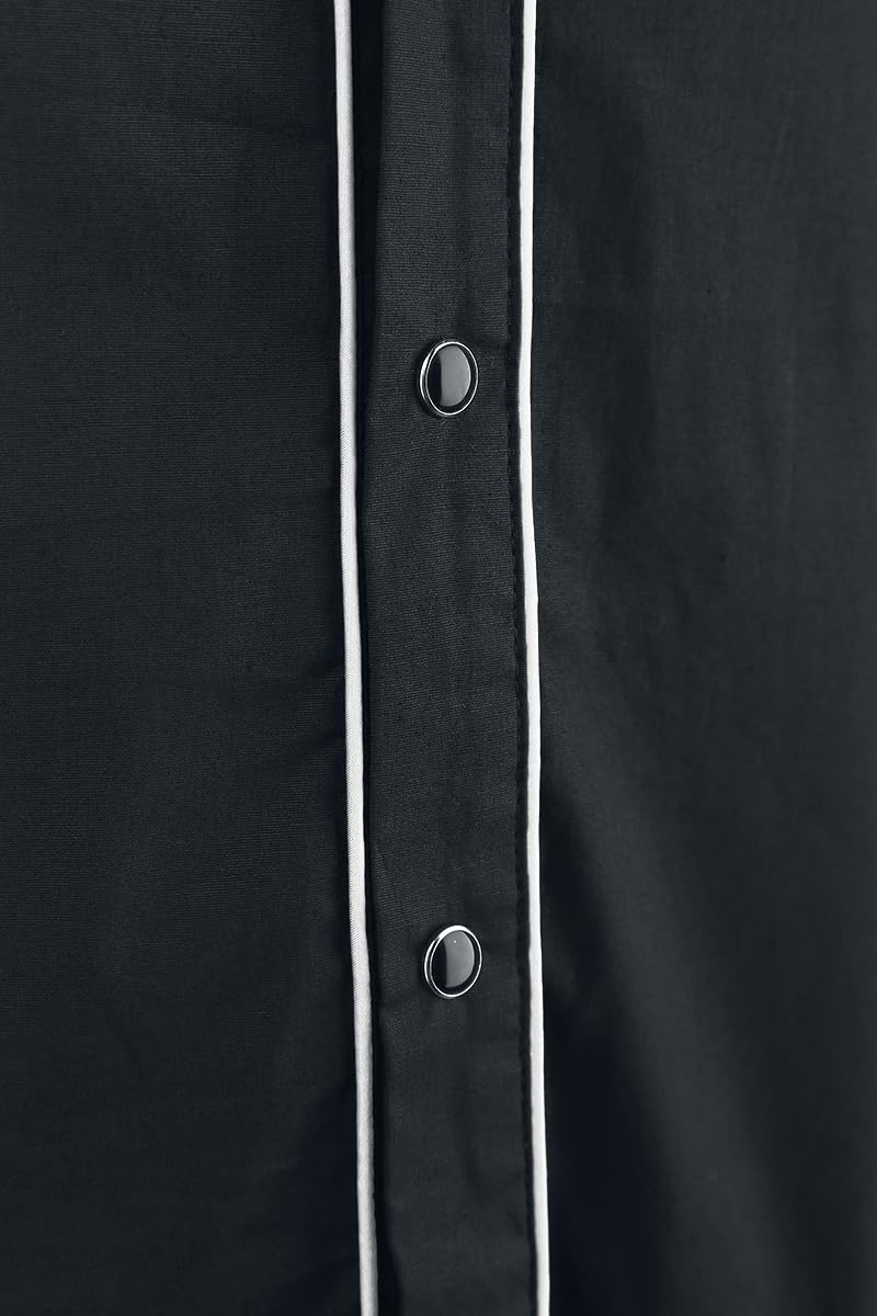 Plain Trim Hombre Camisa Manga Corta Negro/Rojo Regular