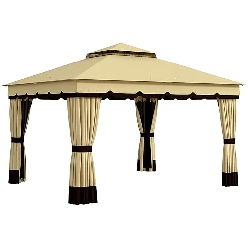 Outsunny 10' x 12' Patio Gazebo, Double Roof Outdoor Gazebo