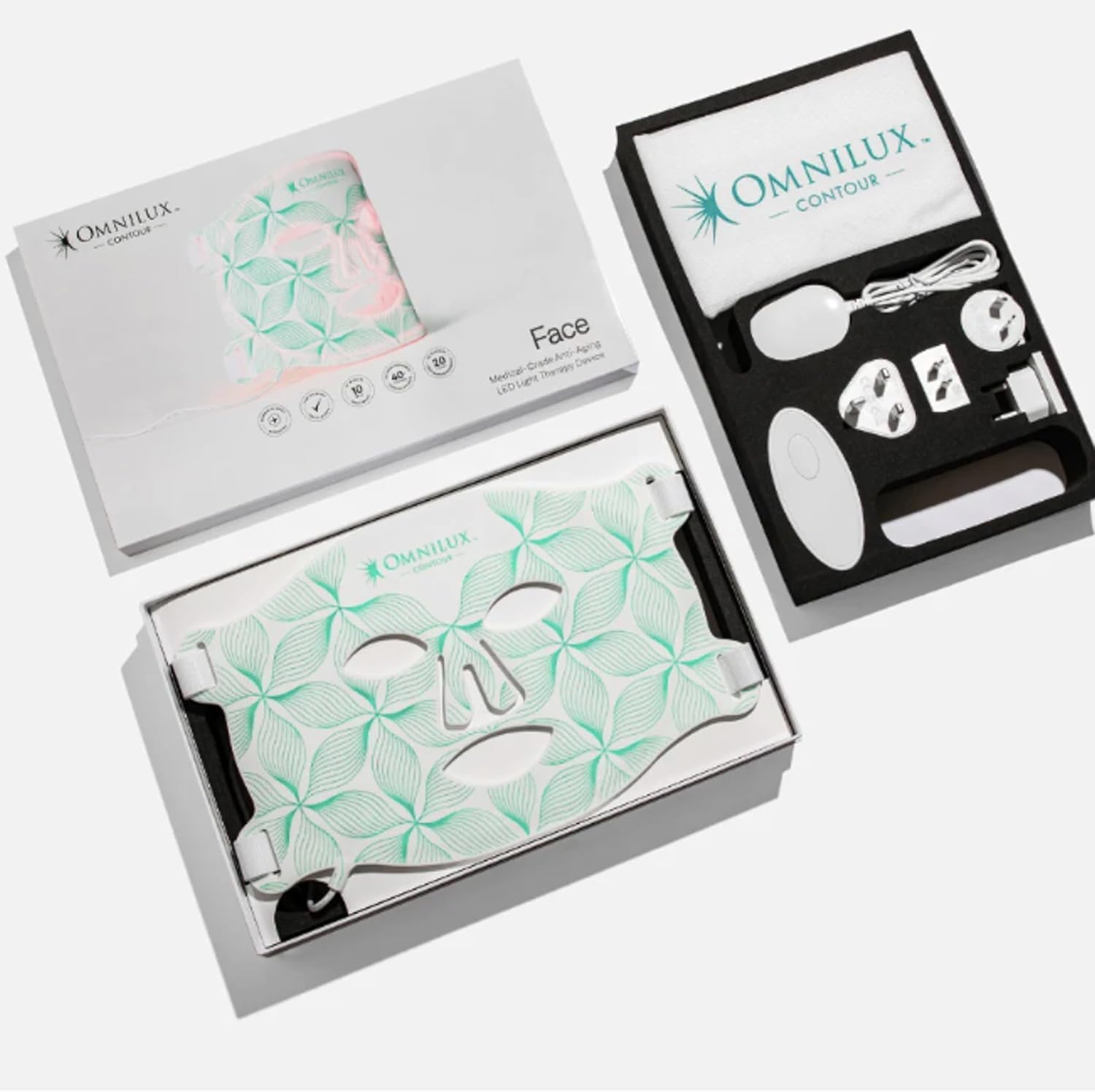Omnilux Contour Face. Maschera per terapia della luce LED flessibile approvata dalla FDA. Trattamento di livello clinico professionale. Maschera terapeutica antirughe antietà