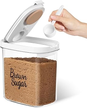 Moryimi Brown Sugar Keeper Storage Container 1.9 Quart | Brown Sugar Container Airtight with Spoon, Clear Food Storage Containers with lids