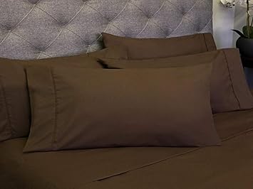 Sweet Home Collection 6 Piece 1800 Count Olivia Branch Microfiber Bedroom Sheet Set, King, Brown