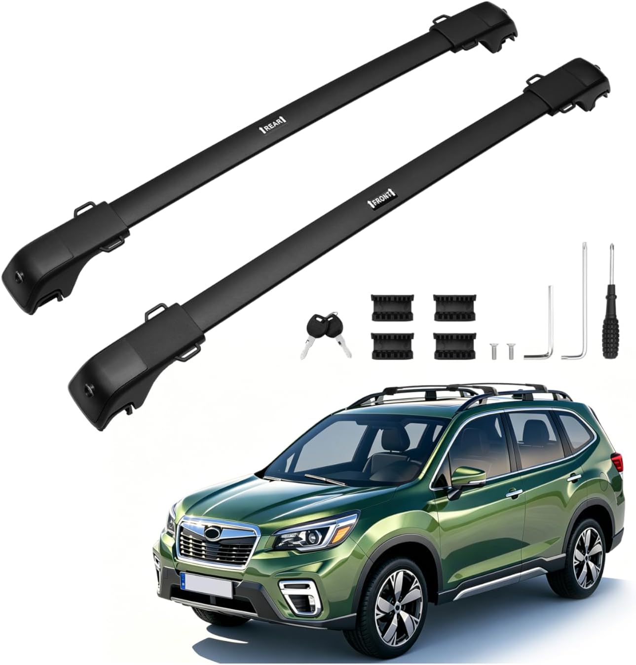 Powerty 300LBS Roof Rack Cross Bars for 2014-2026 Subaru Forester with Raised Side Rails(Not for WildernessTrim), Lockable Aluminum Roof Crossbars Rooftop Luggage Racks for Forester Accessories