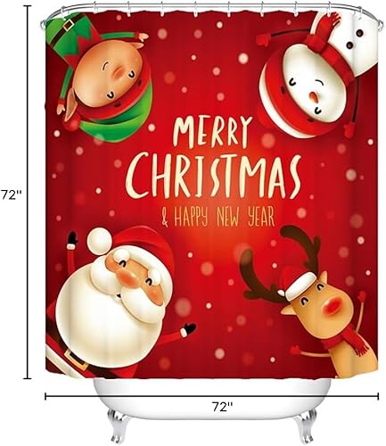 Vista 12 de Ochine Juego de cortinas de ducha de Navidad, decoración de Navidad, Papá Noel, muñeco de nieve, reno, invierno, vacaciones, cortina de baño