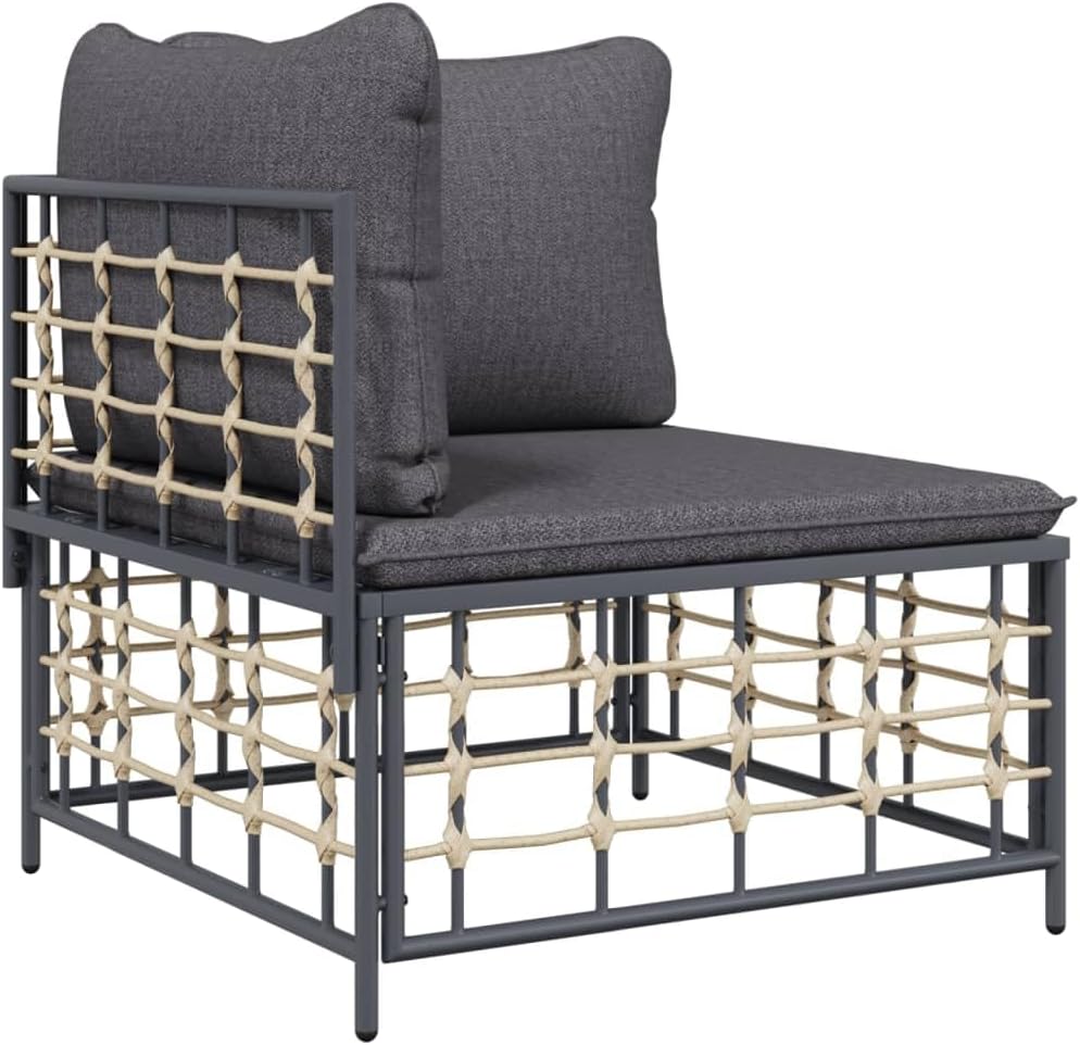 8 Piece Patio Lounge Set sectional Couch,Couch sectional,Convertible sectional Sofa,Couch,Sofa,couches for Living Room, Couch,with Cushions Anthracite Poly Rattan