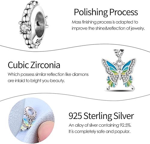 Miniatura 4 de Pandach Dijes de plata de ley 925 para pulseras y collares, cuentas de viaje alrededor del mundo, colgantes de relajación, cuentas de joyería,