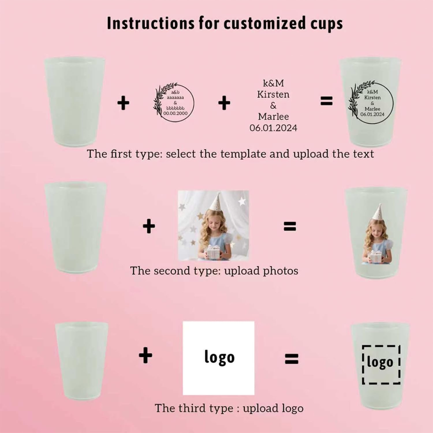 Personalized Custom Frosted Wedding Cups 30/60/100 Pcs, 12oz/16oz atterproof Flexible Reusable for Bridal Shower & Events (16 oz,Pink frosted,30 PCS)