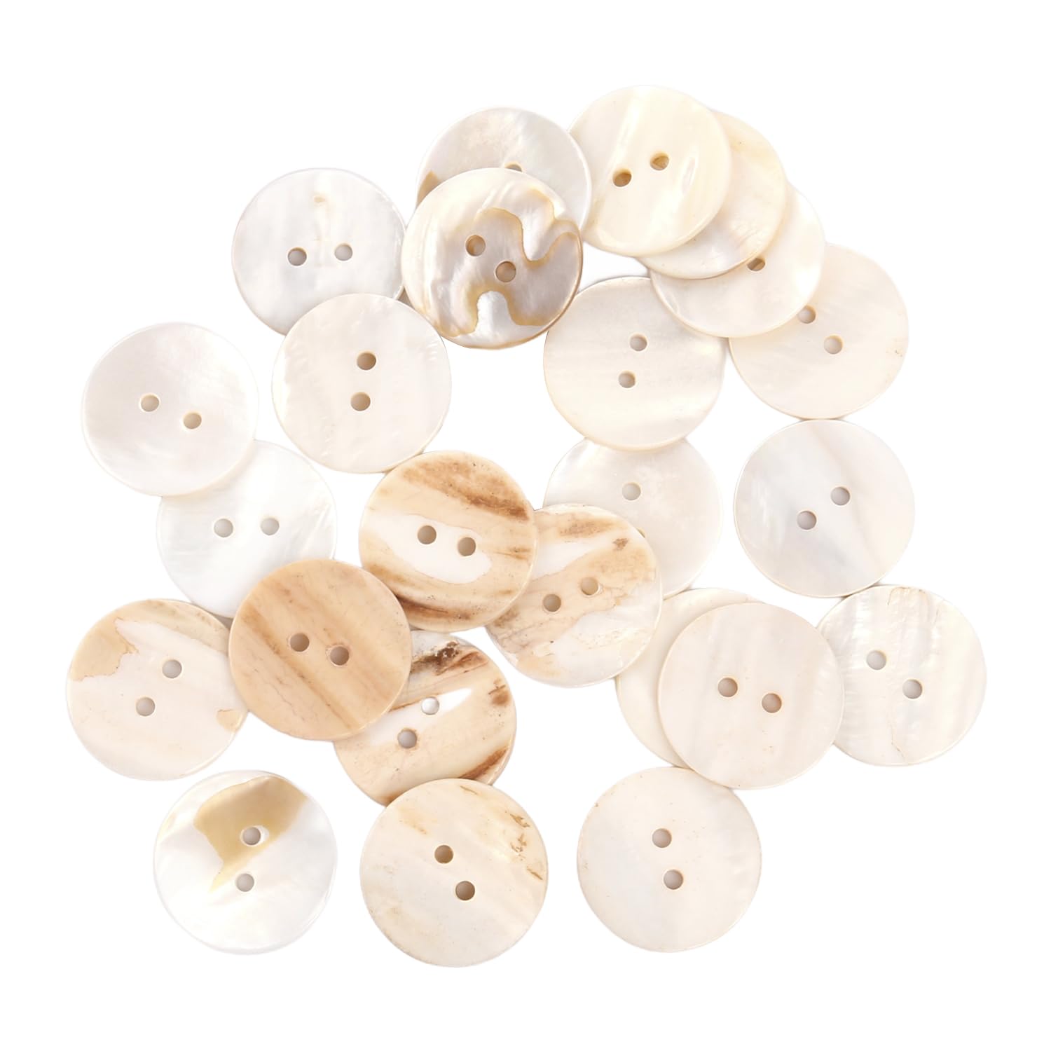 25Pcs Natural Mother of Pearl Buttons, 2-Hole Round Shell Buttons 25mm for Sewing, Knitting & DIY Crafts, MOP Buttons for Shirts, Cardigans & Blouses - Multi-Colored