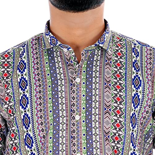Image of Venisa Men's Cotton Blended Printed Casual Shirt
