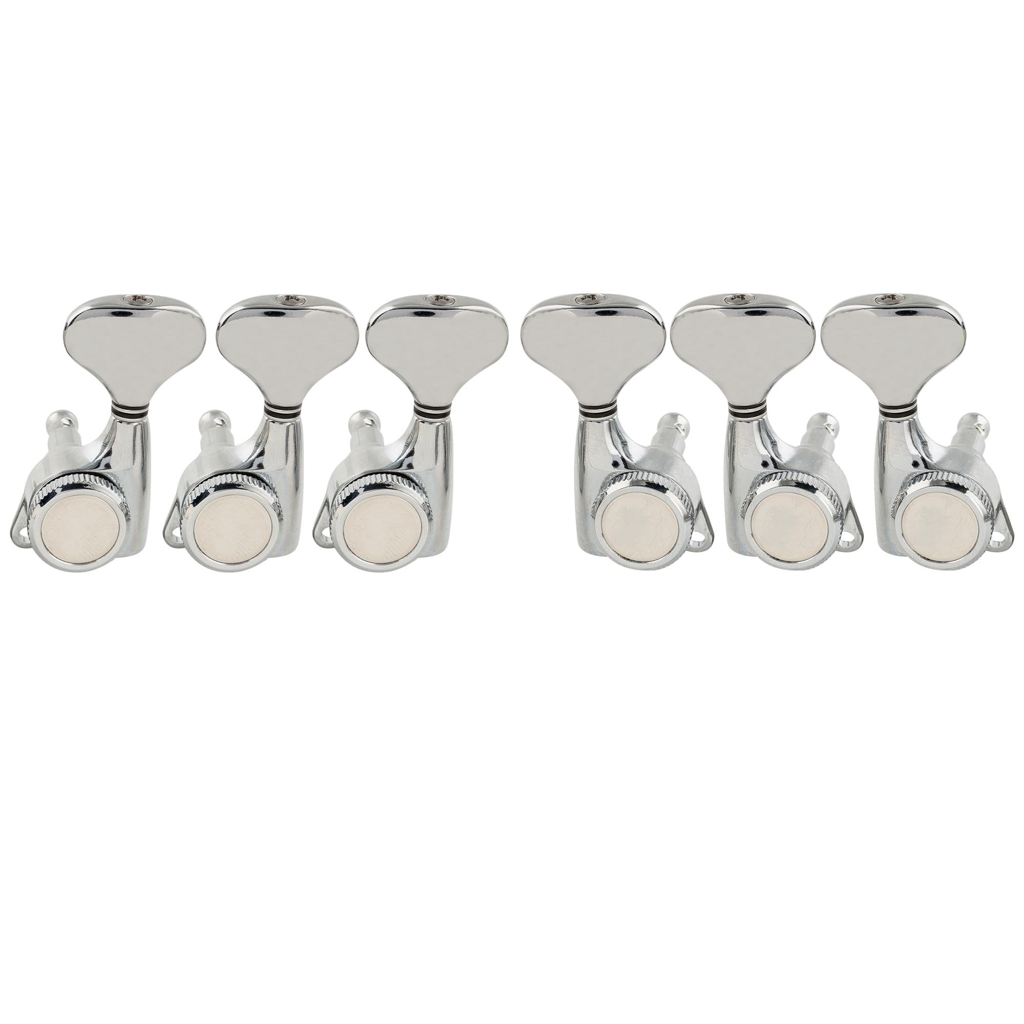 Musiclily Pro 3L+3R Ratio 18:1 Sellado Guitarra Clavijeros Bloqueo Clavijas de Afinación con Botones Y-Style Tornillo 45 Grados para Guitarra Eléctrica/Acústica tipo LP SG, Cromado