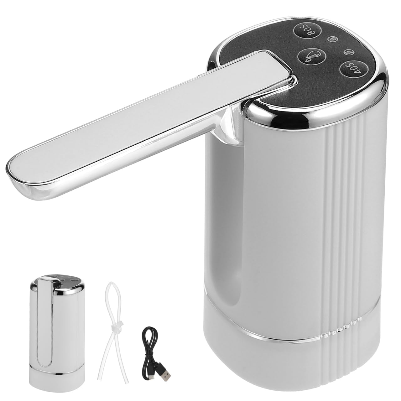 Hemobllo Water Bottle Pump - Electric Water Dispenser, Foldable Water Outlet, USB Charging, White ABS Material, Modern Style