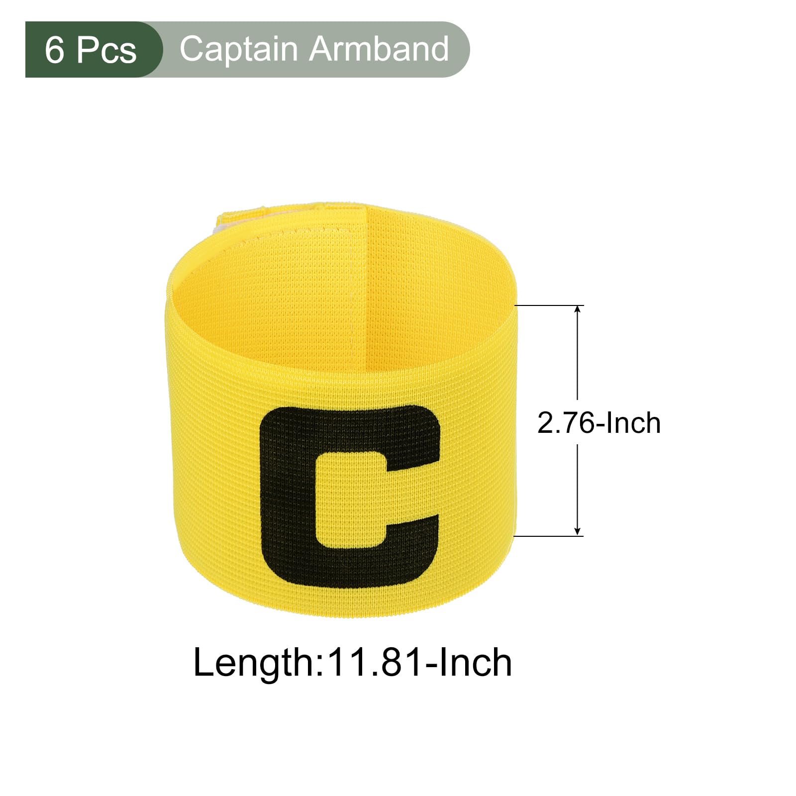 YOKIVE 6 Pcs Soccer Captain Armband, Nylon Protective Arm Badge, Adjustable Flexibility, Great for Team Training, Competitions (Yellow, 11.8 x 2.8-Inch)