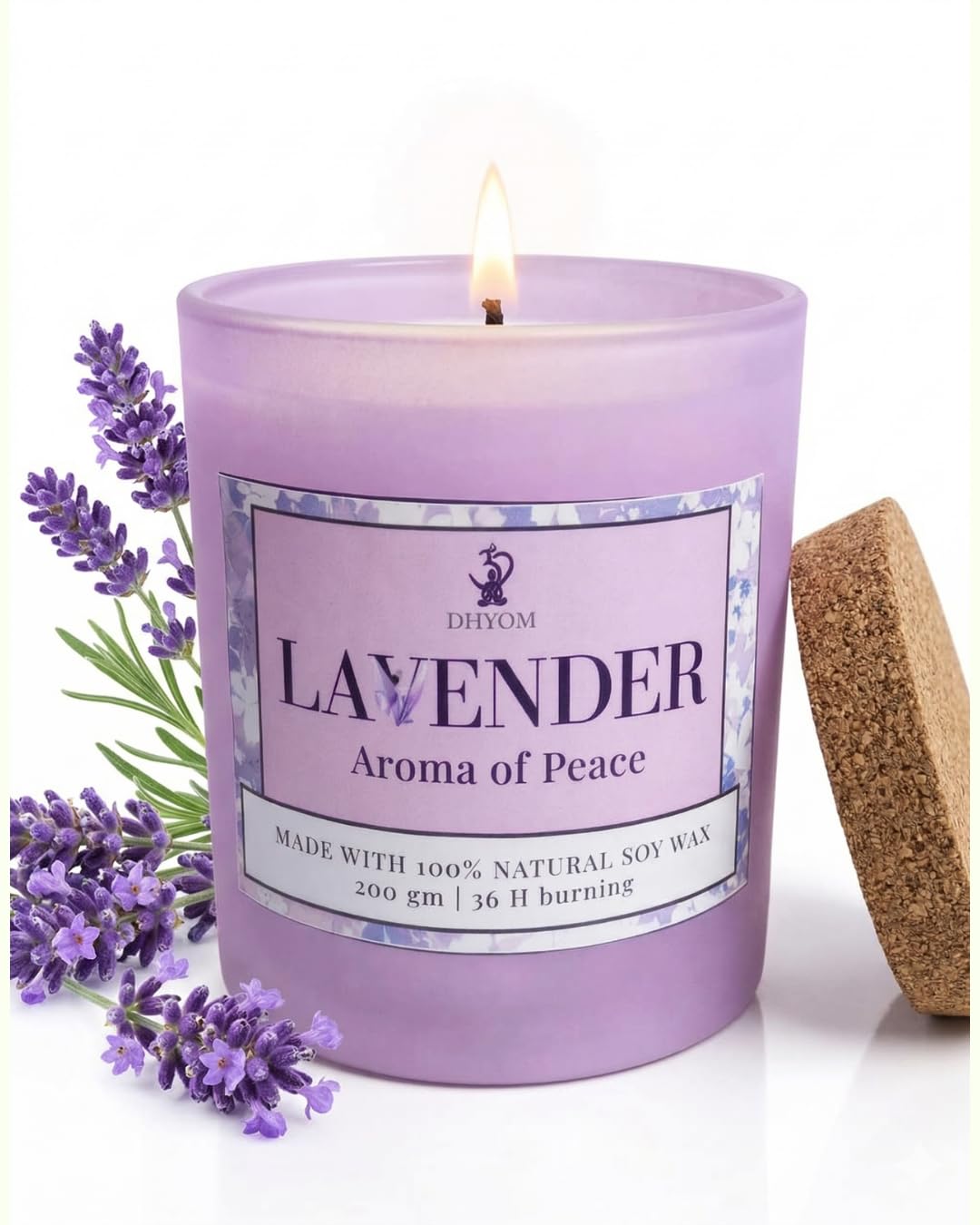 Lavender Scented Candle | Glass Jar | Aroma of Peace | 100% Soy Wax | No Paraffin | Eco Wick | 200g | 36Hr Burn | Calming Sacred Home Fragrance| Scented Candles for Gift-picture-11