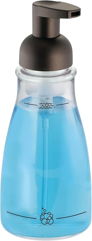 Dispensador de jabón en espuma recargable para tocador de cocina o baño - Transparente/Bronce