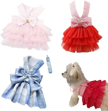 Dog Dress for Puppy Cute Soft Pet Small Medium Dogs Clothes Tutu Dresses Harness Party Costumes XS