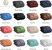 Vista 8 de Edredón clásico para todas las temporadas Down Alternative construcción deflector, king, color azul aster, Blanco, King