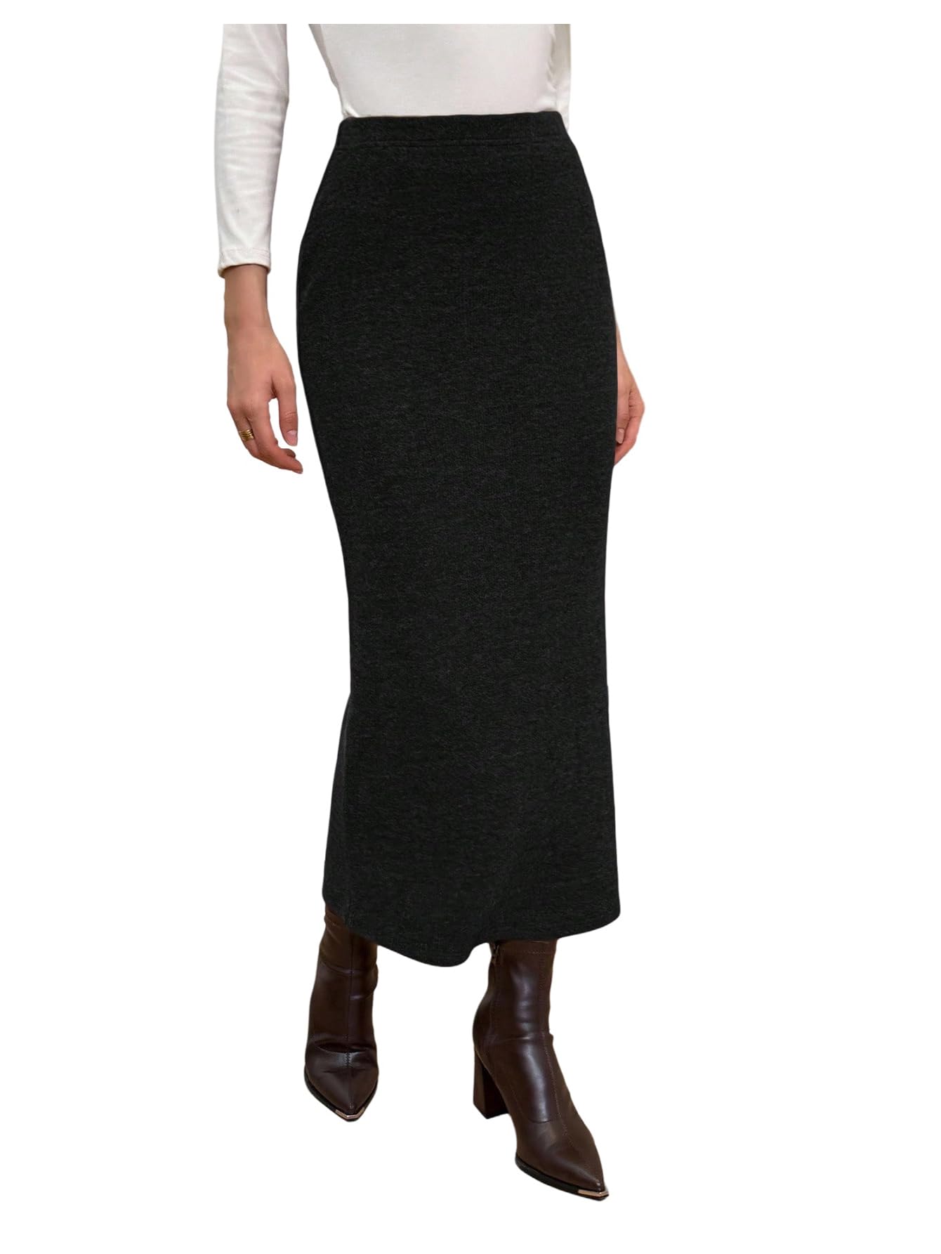 SOLY HUX Womens Knit Skirt Elastic High Waisted Pencil Long Skirts Fall Winter Clothes