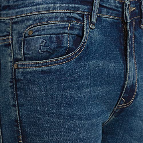 Image of Parx Men's Flat Front Skinny Cropped Fit Dark Blue Jeans