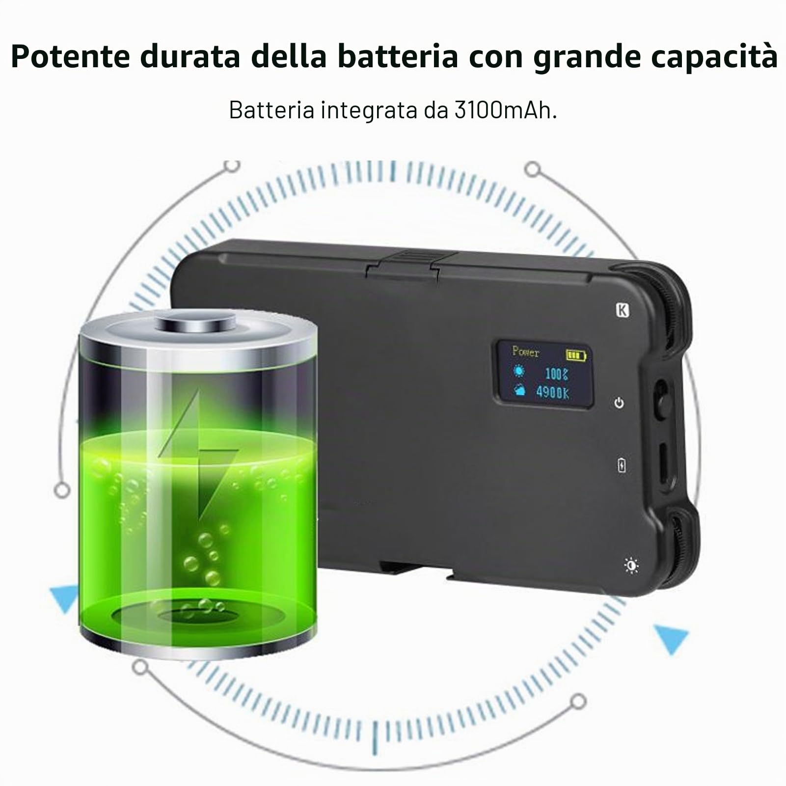 Illuminazione a LED per Fotografia, Luce per Fotografia di Tatuaggi Luce Ricaricabile Wireless con 180 Chip LED Lampada con Temperatura di Colore e luminosità Regolabile per
