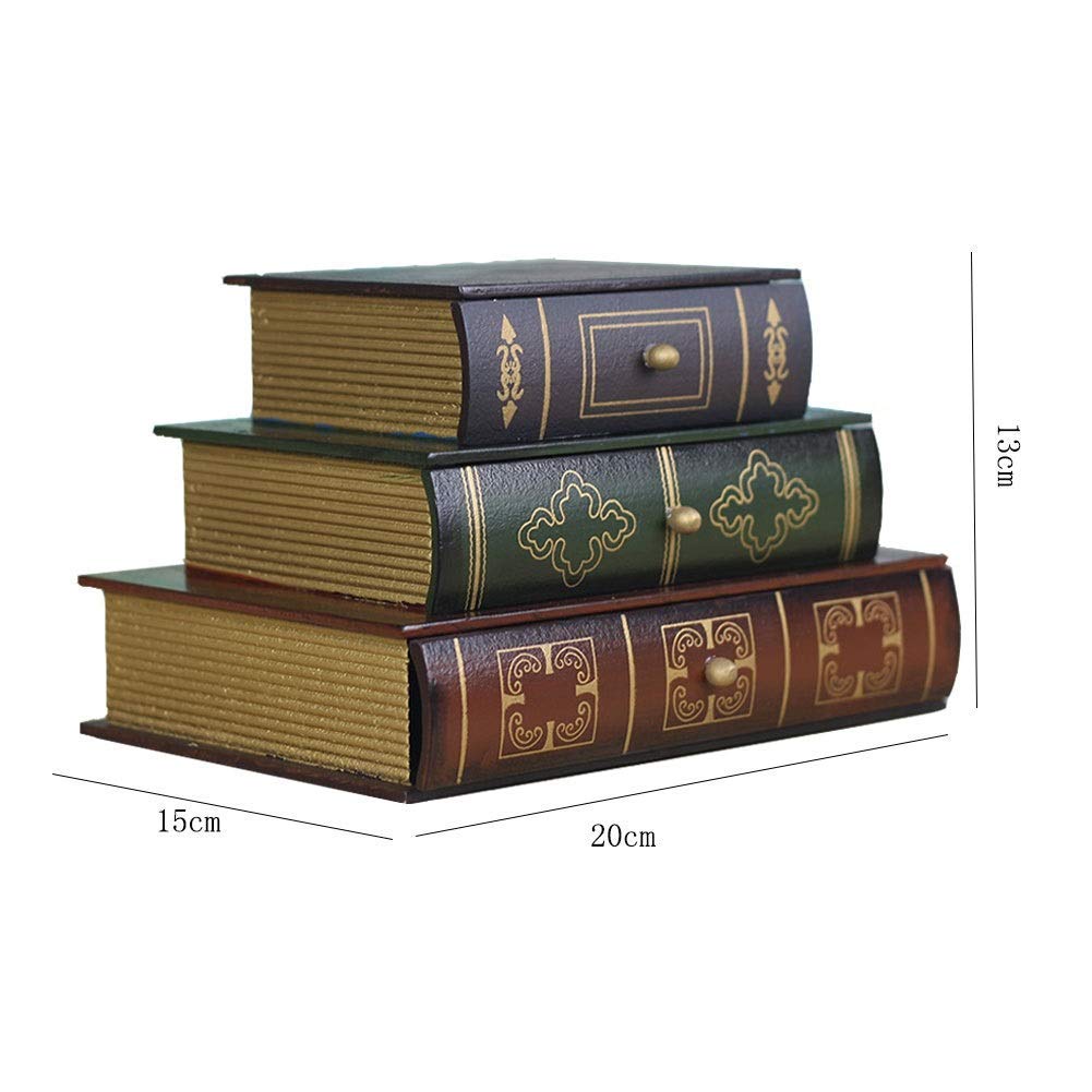 Caja de joyería de regalo para mujer, caja de joyería de madera, decoración de libros creativos, tres pisos, caja de almacenamiento versátil de alta capacidad para joyas, regalos de Año Nuevo