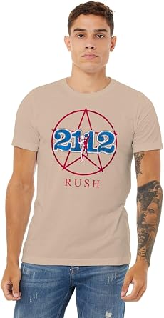 2Bhip Rush 2112 Starman Vintage Style Band Graphic T Shirt Natural | Officially Licensed Rush Merch, Unisex Crewneck Graphic Tee, Short Sleeve, Natural Color, Classic Rock Concert Gift