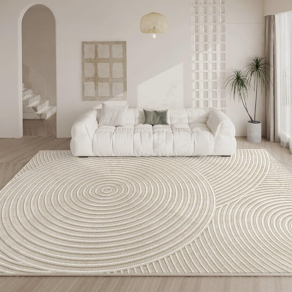 Tapis de maison lavable style crème français luxueux grand tapis épais 160x230