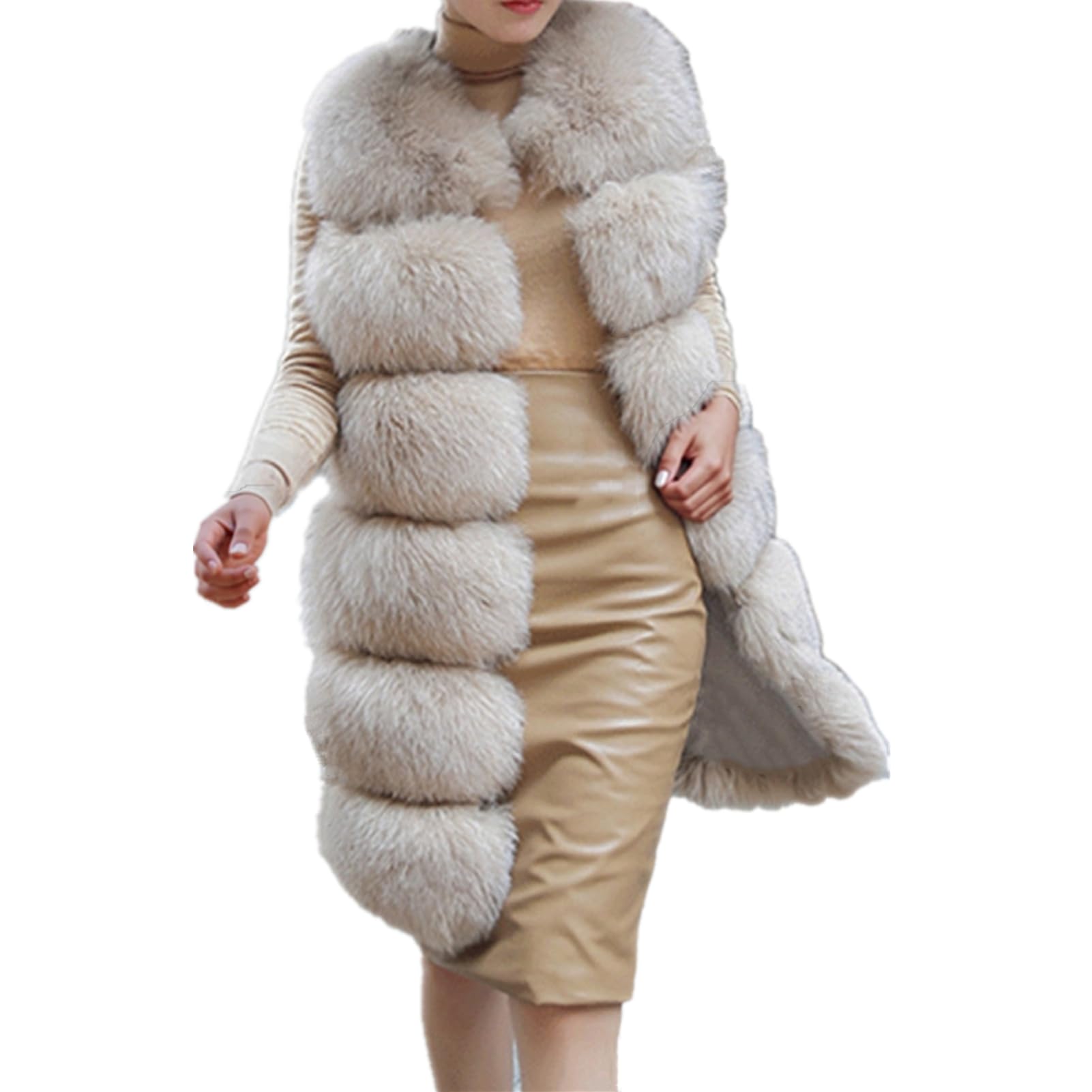 Lisa Colly Womens Sleeveless Faux Fur Vest Winter Coat