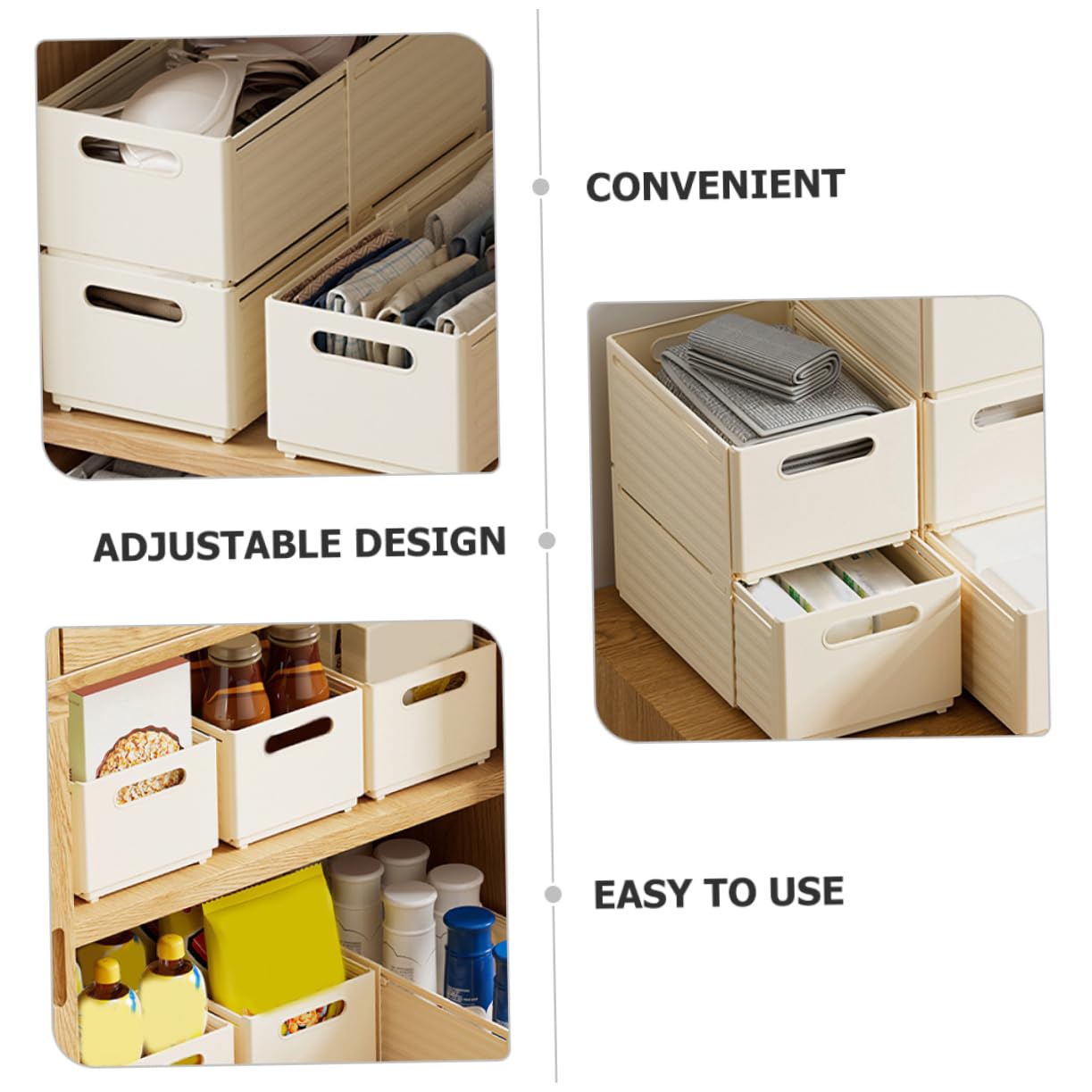 Organizador de Ropa Interior Extensible para Cajón, 2 Unidades, Pp Beige, Multiusos para Hogar y Oficina