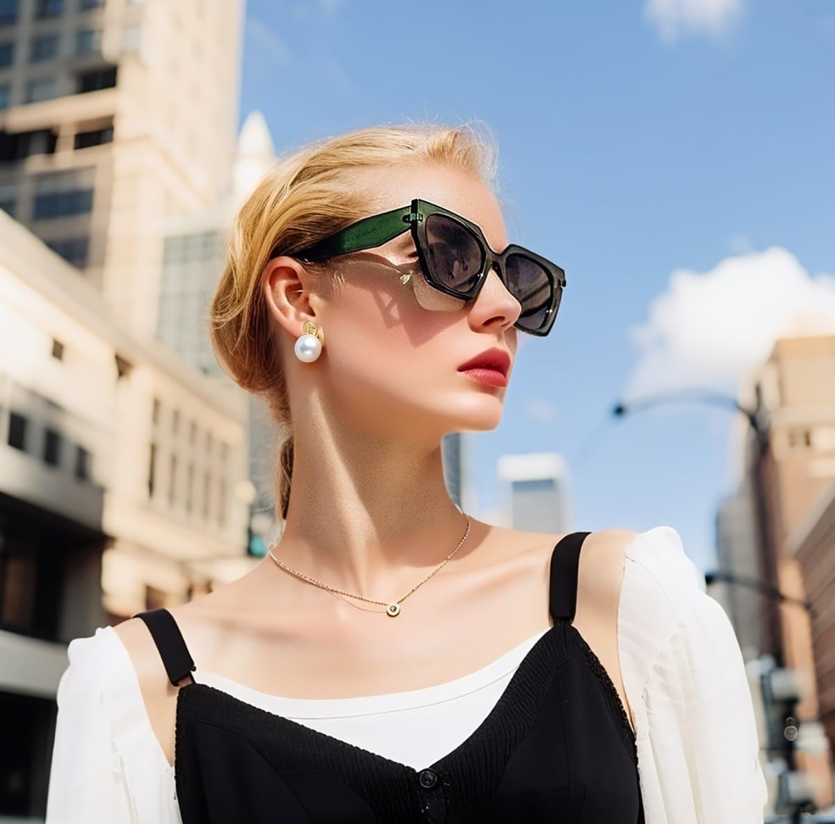 FEISEDY Trendy Polarized Sunglasses, Oversized Irregular TR Frame for Women Men, Retro Shades UV400 B0016