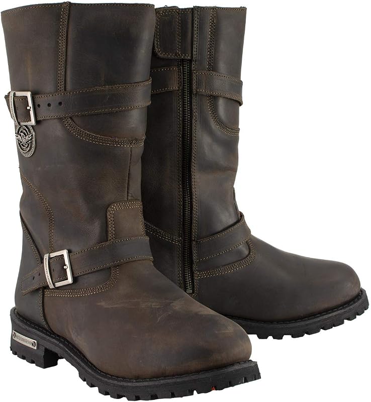 Milwaukee Leather MBM9063 Men's Classic Distressed Brown Leather Motorcycle Engineer Riding Biker Boots - 8