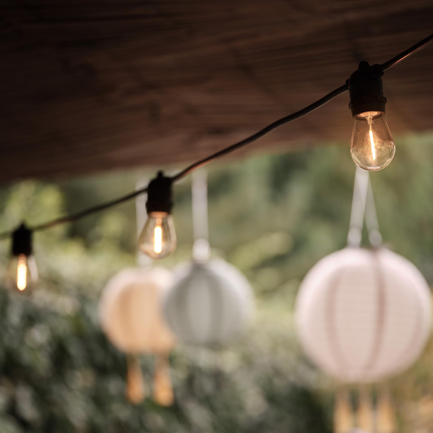 Lights4fun Ultimate Connect 50m 100er LED Party Lichterkette Außen Koppelbar Warmweiß Retro Glühbirnen Lichterkette Kugel strombetrieben