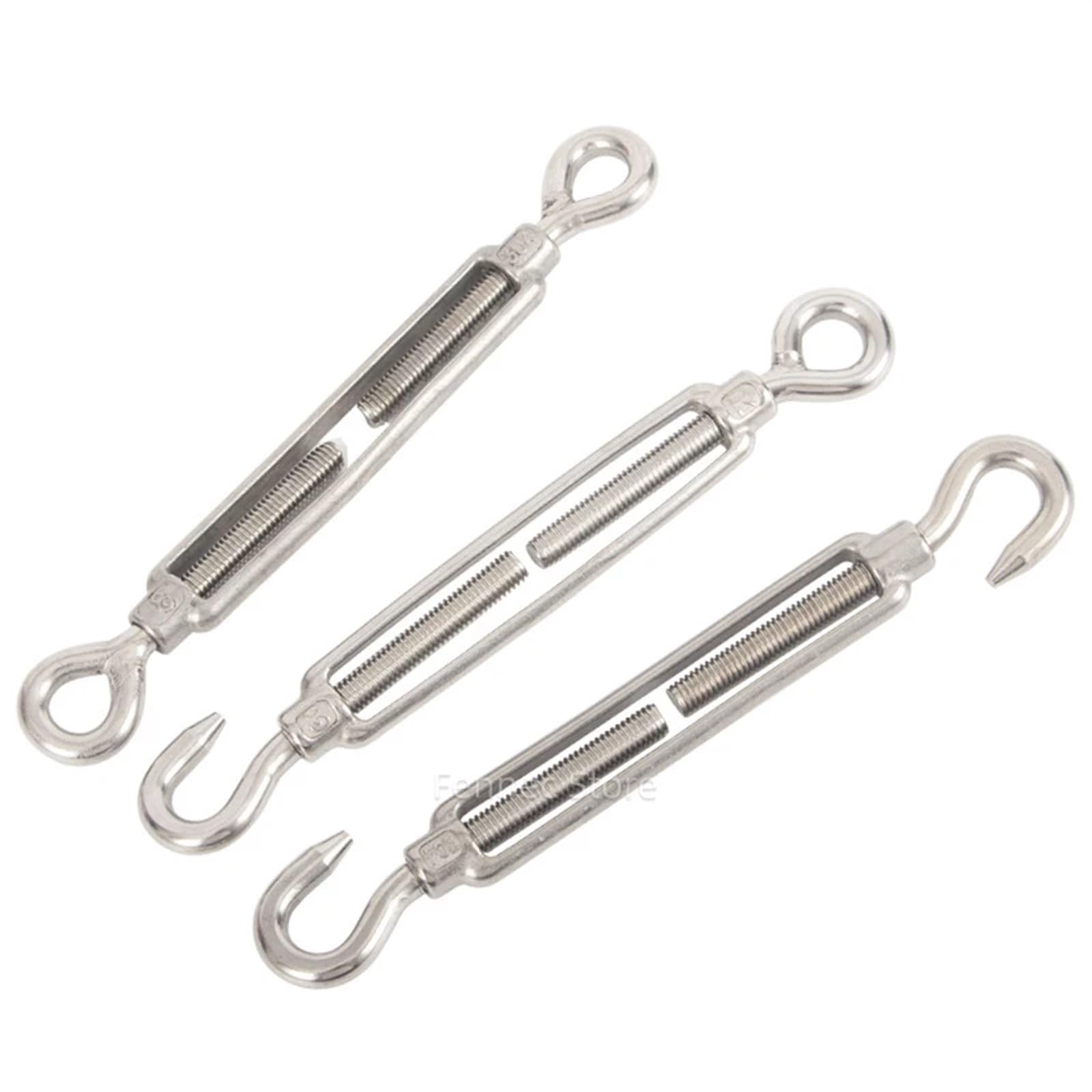 Spannschloss, Drahtspanner, Packung mit 5 Hakenösen-Spannschloss-Gartendrahtspannern aus 304-Edelstahl in verschiedenen Größen(CC Type-5PCS,M10)