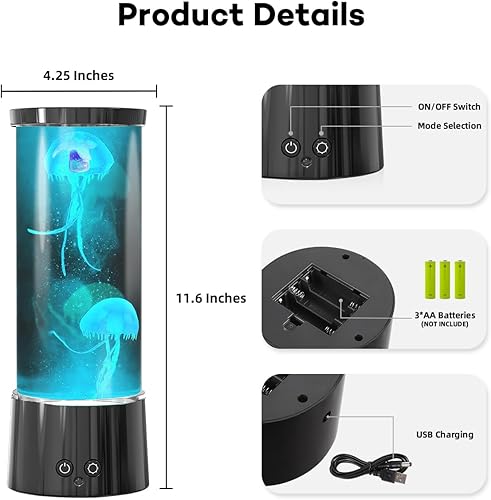 Miniatura 3 de Lámpara de medusa, lámpara de mesa de tanque de medusas, luz de acuario que cambia de color con control remoto para adultos y niños, luz de estado
